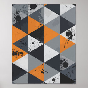 Affiche Design triangulaire en orange, noir et gris