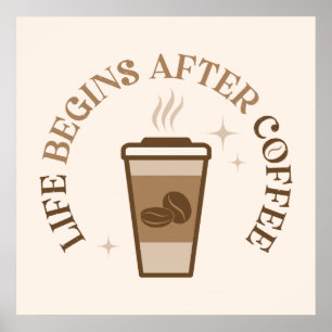 Affiche Design typographique vintage avec tasse de café.