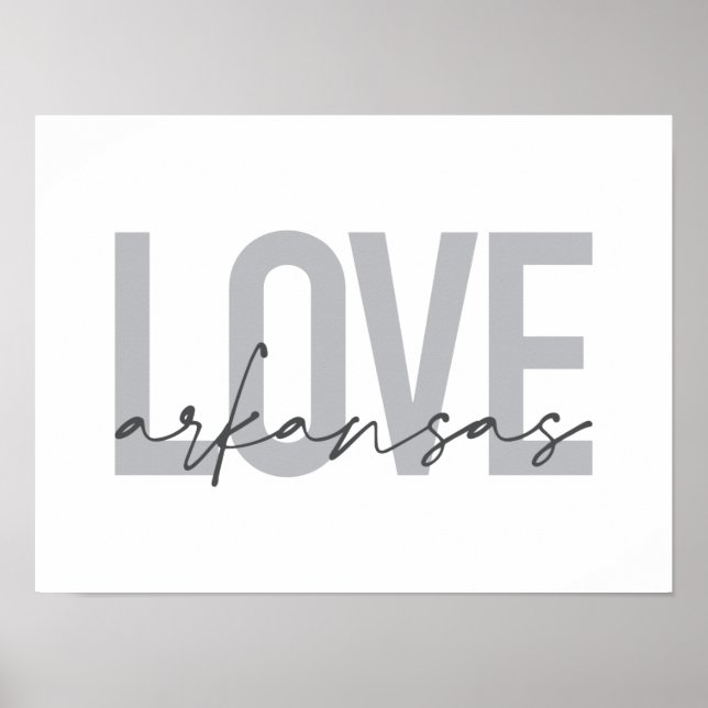 Affiche Design urbain, moderne, simple, cool Love Arkansas (Devant)