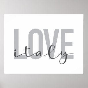 Affiche Design urbain, moderne, simple, cool Love Italy