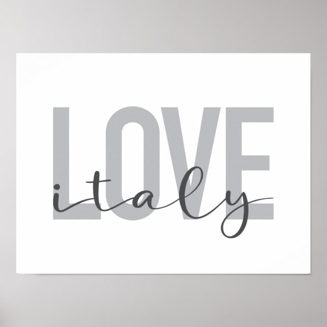 Affiche Design urbain, moderne, simple, cool Love Italy (Devant)