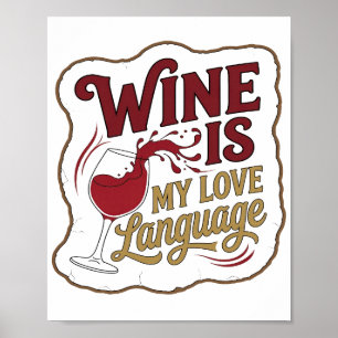 Affiche Design Vin Rouge ÉLÉGANT EST MA LANGUE D'AMOUR