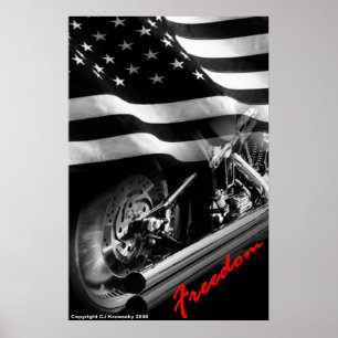Affiche Designs patriotiques - "USA Freedom Motorcycle"