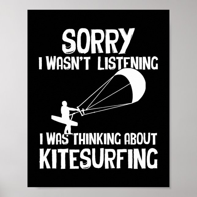 Affiche Désolé Je Pensais À Kitesurf Sports Nautiques (Devant)
