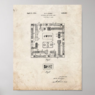 Affiche Désolé Jeu de Commission Brevet - Ancien Look