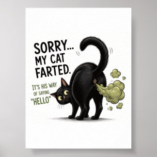 Affiche Désolé Mon Chat a Pété Humour de Chat Noir Drôle