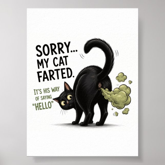 Affiche Désolé Mon Chat a Pété Humour de Chat Noir Drôle (Devant)