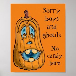Affiche Désolé Pas De Candy Halloween Porte Signale