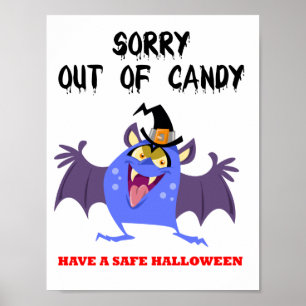 Affiche Désolé pour Halloween Candy Blue Vampire Monster