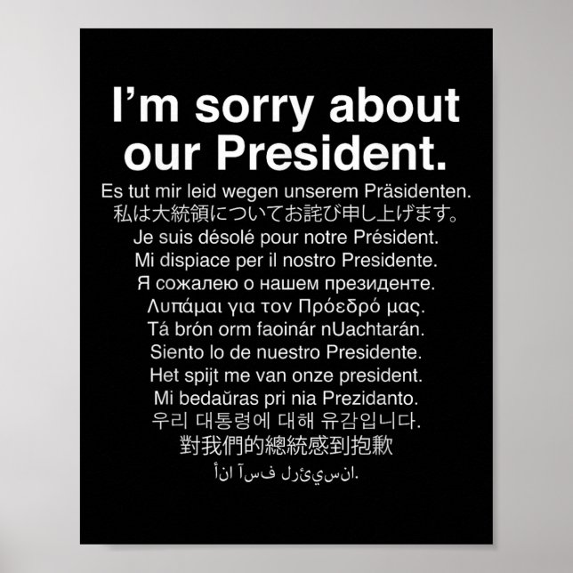 Affiche Désolé Pour Notre Président Funny Anti Trump (Devant)