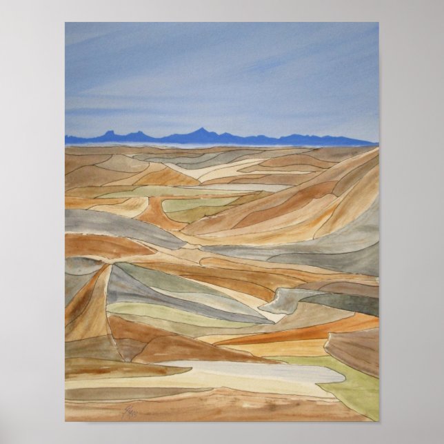 Affiche Desolles Régions Aquarelle Ligne Imprimer (Devant)