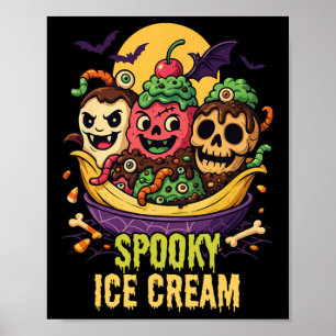 Affiche Dessert de crème glacée éffrayante Halloween Desig