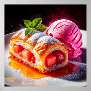 Affiche Dessert délicieux en pâte feuilletée avec frambois