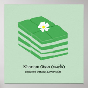 Affiche Dessert Thaï/Snack Khanom Chan - Pastel Green