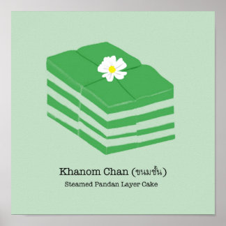 Affiche Dessert Thaï/Snack Khanom Chan - Pastel Green