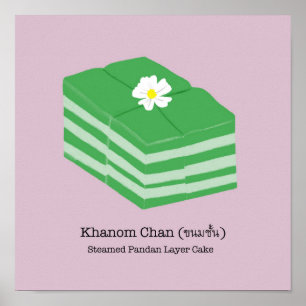 Affiche Dessert Thaï/Snack Khanom Chan - Pastel Pink