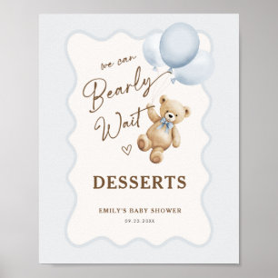 Affiche Desserts pour Baby Shower Garçon Ourson