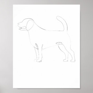 Affiche Dessin 1 ligne pour chien debout 1