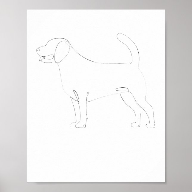 Affiche Dessin 1 ligne pour chien debout 1 (Devant)