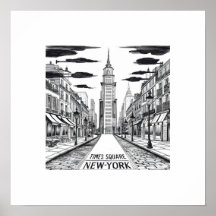 Dessin à encre vintage de times carré street newyo