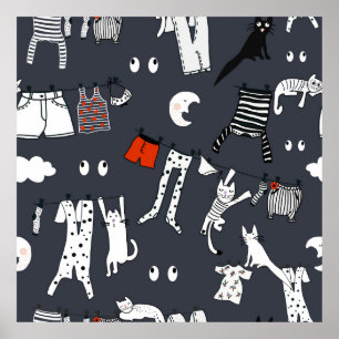 Affiche dessin à la main dessin mignon dessin animé sans c