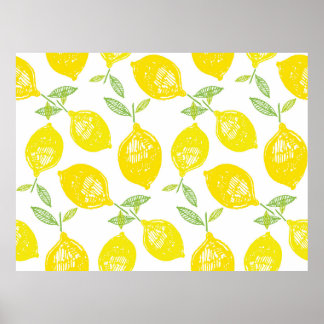 Affiche Dessin à la main doodle motif de fruits tropicaux