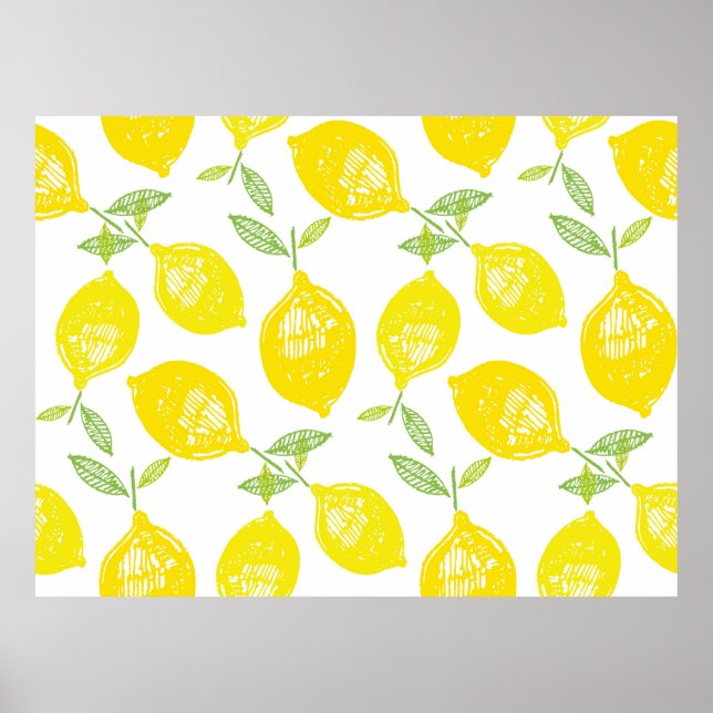 Affiche Dessin à la main doodle motif de fruits tropicaux (Devant)