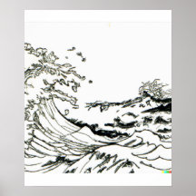 dessin à la main Great Wave au large de Kanagawa