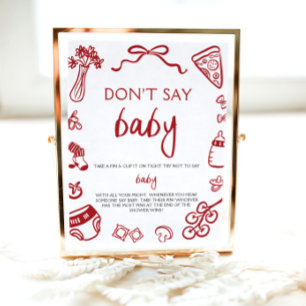 Affiche Dessin à la main Italien Baby Dont dire Baby showe