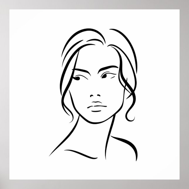 Affiche Dessin à visage féminin d'une ligne 4 (Devant)