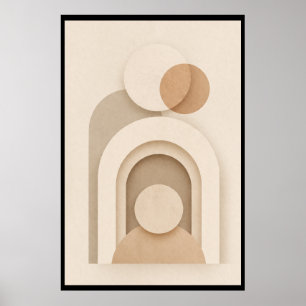 Affiche Dessin Abstrait Scandinave Beige Neutre