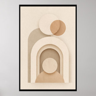 Affiche Dessin Abstrait Scandinave Beige Neutre