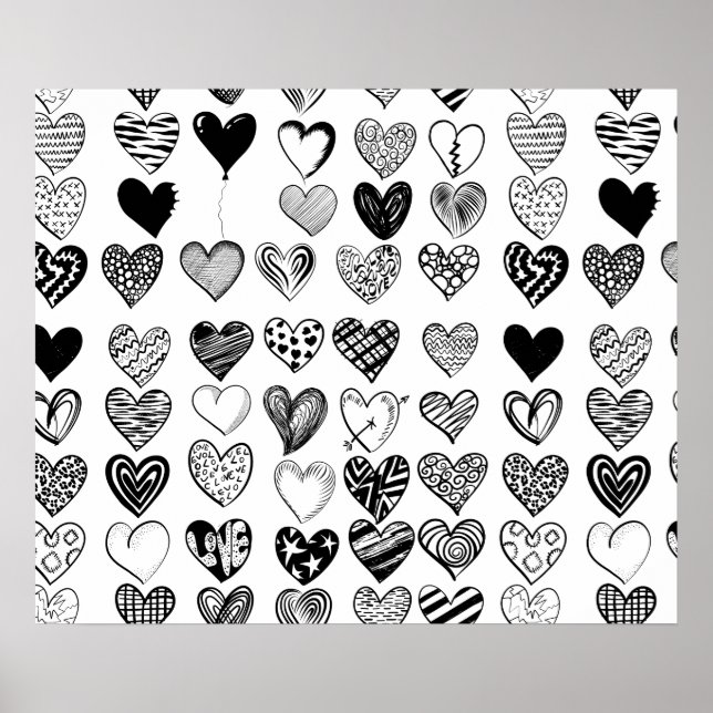 Affiche Dessin adorable de Black Heart Scribble (Devant)