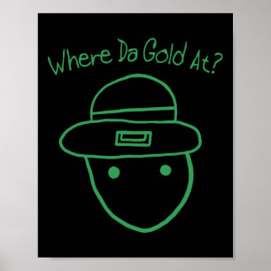 Affiche Dessin amateur drôle de lutin Mème irlandais St Pa
