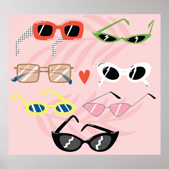 Affiche Dessin amusant : Collection de lunettes de soleil  (Devant)