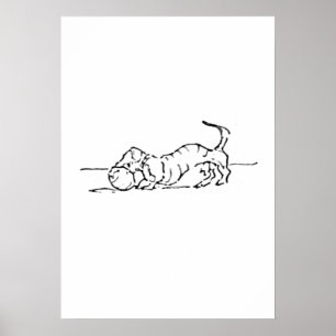 Affiche Dessin Amusant de Chien Saucisse