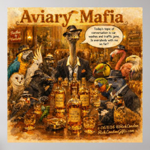 Affiche Dessin animé Aviary Mafia – Humour de la famille m