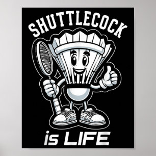 Affiche Dessin animé de badminton pour toujours Navette et