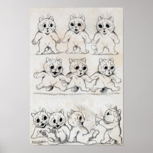 Affiche Dessin animé de chat, Louis Wain