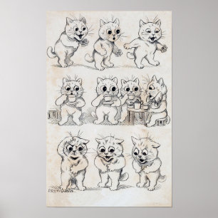 Affiche Dessin animé de chat, Louis Wain