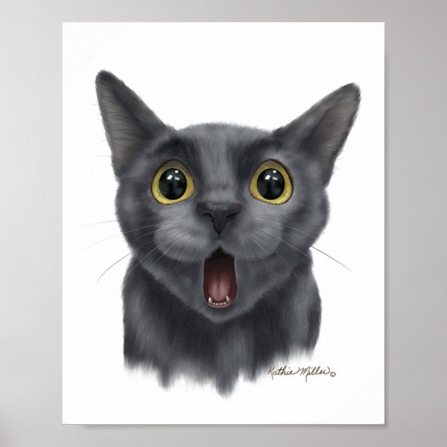 Affiche Dessin animé de chat noir drôle (Devant)