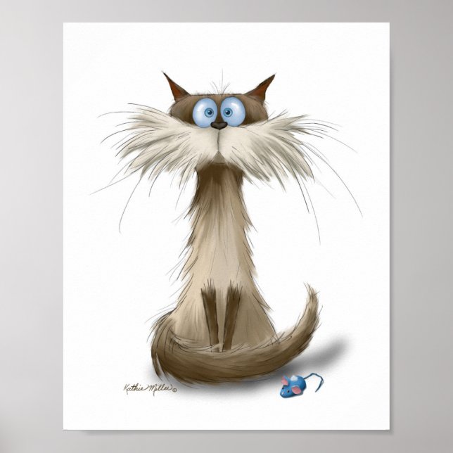 Affiche Dessin animé de chat siamois (Devant)