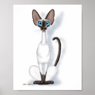 Affiche Dessin animé de chat siamois grand et original