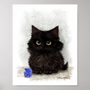 Affiche Dessin animé de chaton noir
