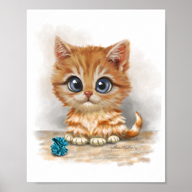 Affiche Dessin animé de chaton orange (Devant)