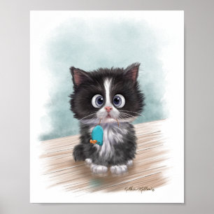 Affiche Dessin animé de chaton smoking adorable