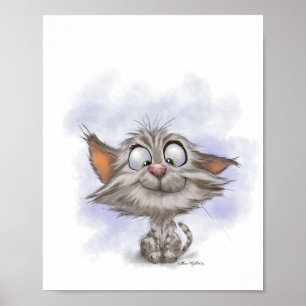 Affiche Dessin animé de chaton tabby amusant