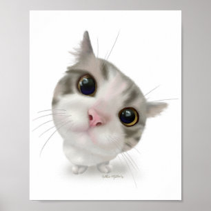 Affiche Dessin animé de chaton tabby mignon