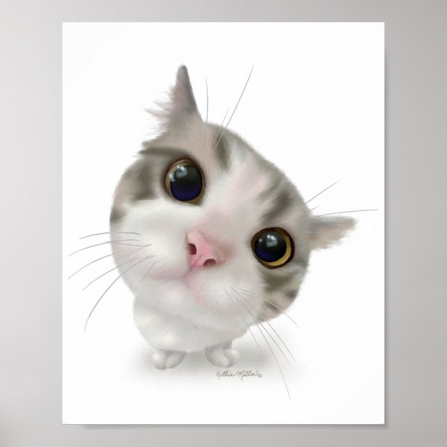 Affiche Dessin animé de chaton tabby mignon (Devant)