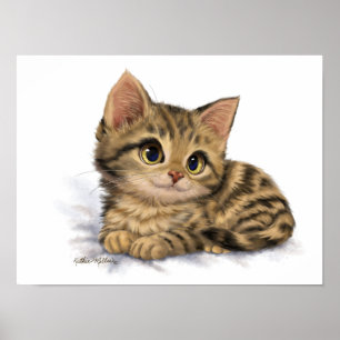 Affiche Dessin animé de chaton tabby mignon